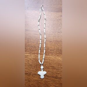Bird bone and silver bead necklace